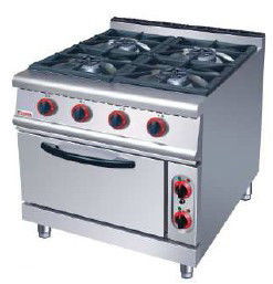 Silver Electric Oven Commercial Cooking Equipment Gas Range With 4 Burner 7