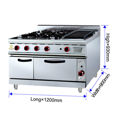 225kg 중량 가스 레인지 그릴 오븐 27Kw 패스트 푸드 주방 장비 / 요리 장비 - GH-999A