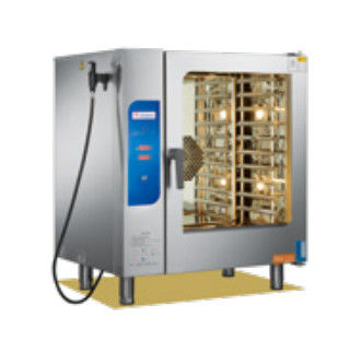 스테인리스 스틸 콤비 증기 오븐 220V-240V 전압 온도 범위 25-250.C 67mm 층 높이