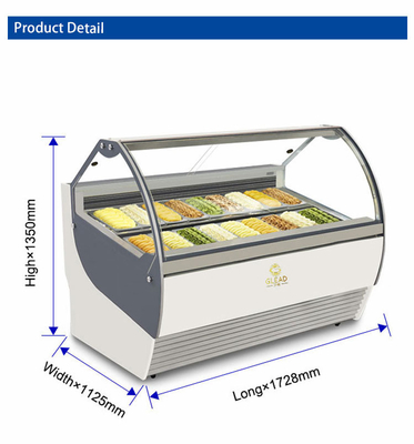 1650W 이탈리아 판 18pcs 젤라토 아이스크림 디스플레이에 대한 환기 산업 냉장장 장비