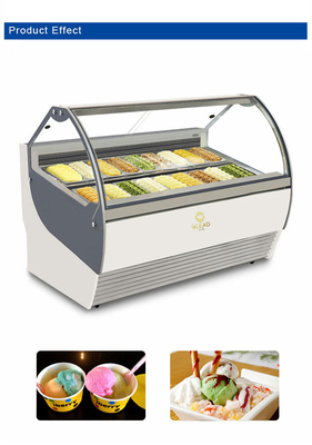 1650W 이탈리아 판 18pcs 젤라토 아이스크림 디스플레이에 대한 환기 산업 냉장장 장비