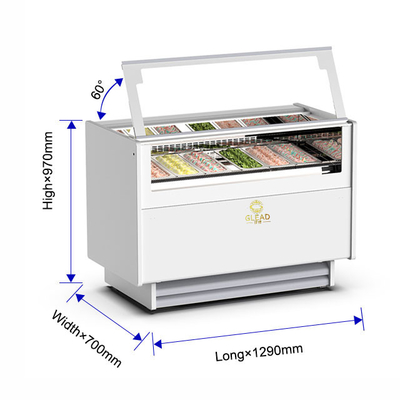 1050W 환기된 젤라토 아이스크림 쇼케이스 냉장고 6 개의 이탈리아 캔