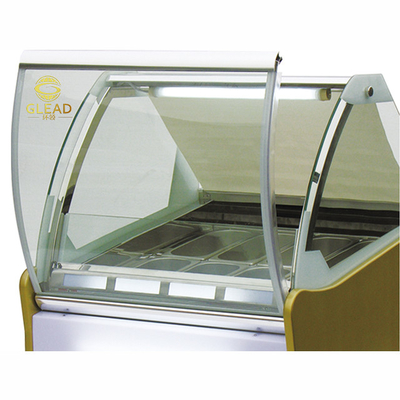 상업용 아이스크림 쇼케이스 냉장 장치 220-240V 2N-50HZ 1/4*6PAN PCS 공기 냉각 2200W 전력