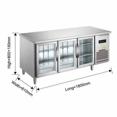 220V-240V 5°C -0°C 쌍창문 산업 냉장장고 150L 디스플레이 냉장고