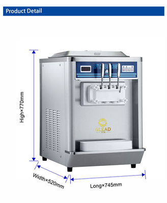 220-240V 2N~50HZ 프로 아이스크림 제조기 12-18kg/h 출력 2x1.8L 냉동 탱크