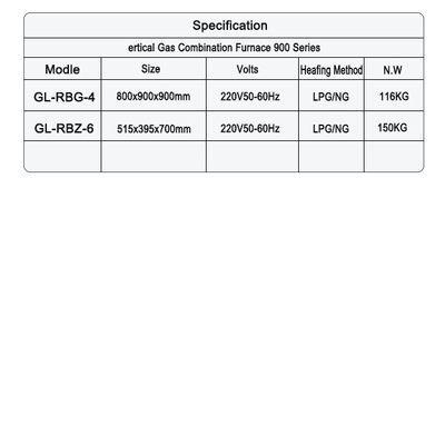 호텔 부엌 가스 오븐 세트 SS304 - LPG / 천연 가스 150KG NW