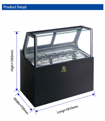 팬 냉각 1100W 아이스크림 머신 냉장료 R404a -18~-22°C 온도 호텔 장비
