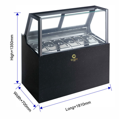 팬 냉각 1100W 아이스크림 머신 냉장료 R404a -18~-22°C 온도 호텔 장비